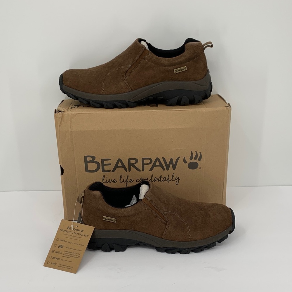 BearPaw Max slip-on loafer shoe chunky brown suede leather hiking men new 9.5